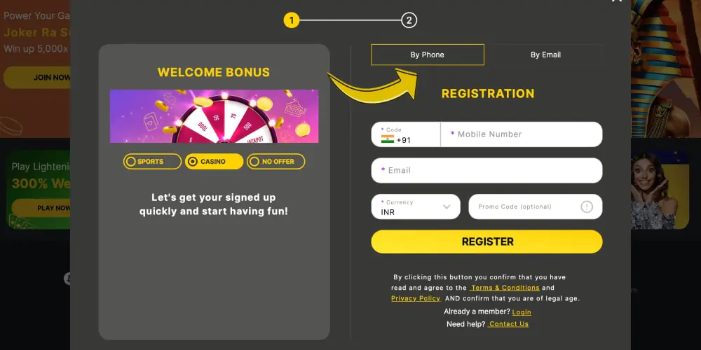 choose the type of registration