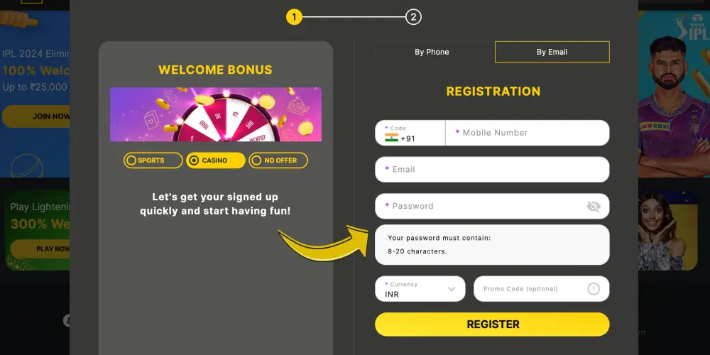 enter the information on second tab