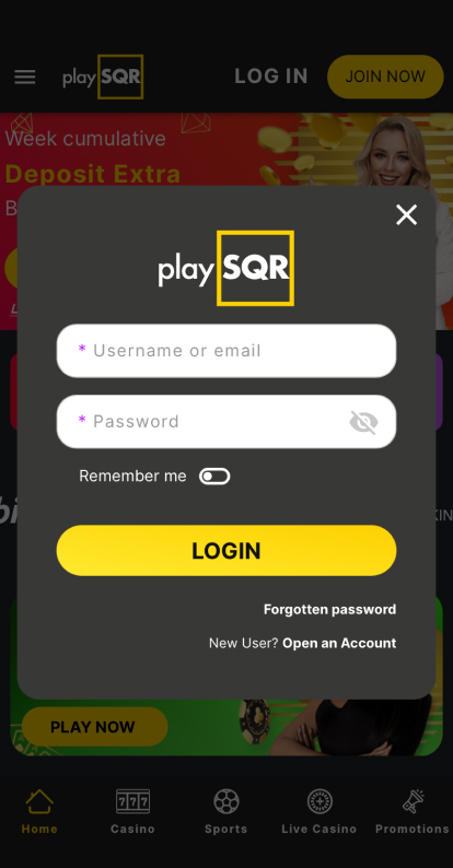 playsqr login form